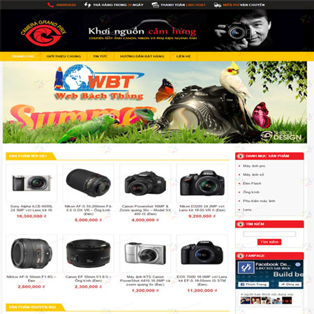thiết kế web mua bán máy ảnh