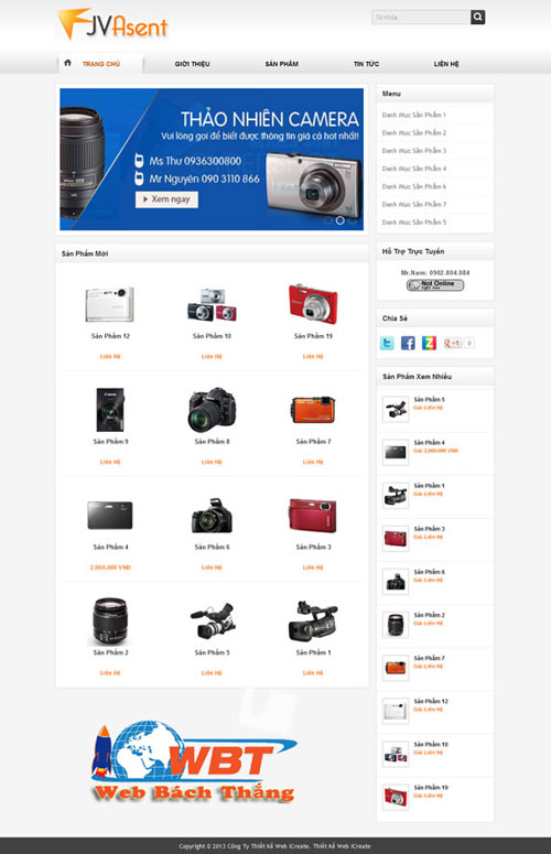 thiết kế website mua bán máy ảnh số